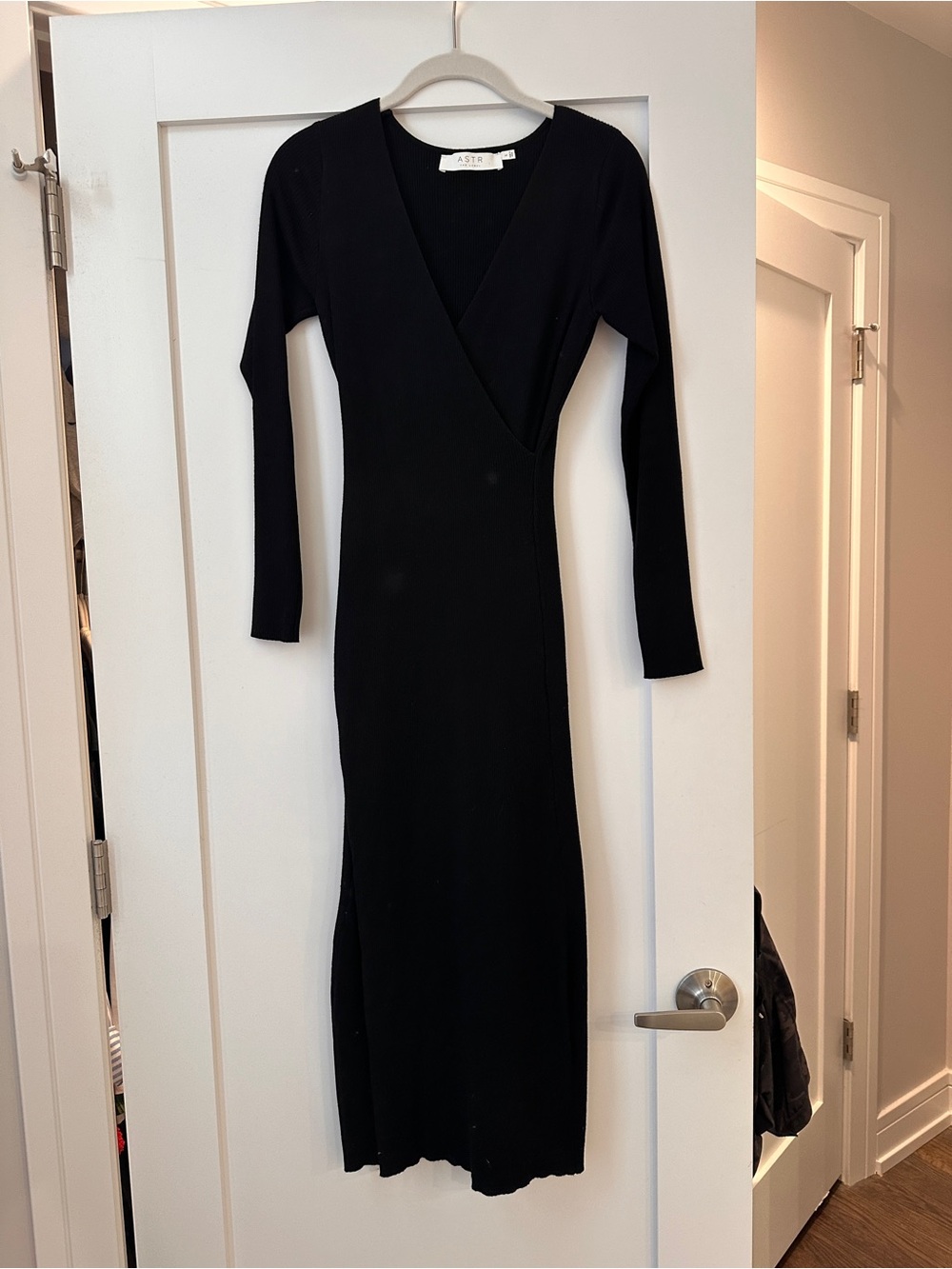 Astr Black Long Sleeve Wrap Maxi Dress
